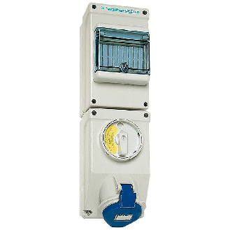 Socle saillie 3x16A interruptible et dble verrouillage et rail DIN-Lire la description
