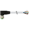 M12A Fem Coudé 8p; Câble PUR (UL/CSA) 8x0.25 Gris Cpc 15m