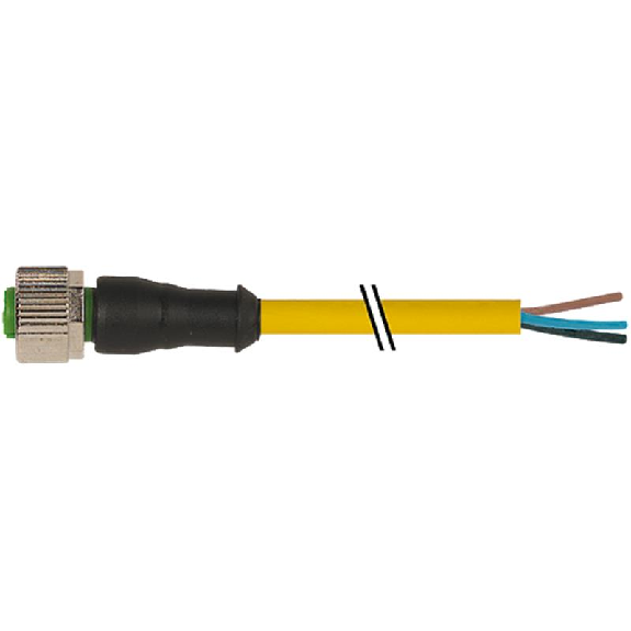 M12A Fem Droit 4p; Câble PUR UL/CSA 4x0.34 Jaune Robot Cpc 10m-Lire la description