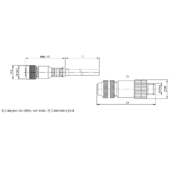 M12 Fem Droit 8p/M12 Mâle Droit 8p; Câble PUR 8x0.25 Noir Cpc 5m-Lire la description