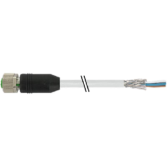 M12A Fem Droit 8p; Câble PUR (UL/CSA) Blindé 8x0.25 Gris 7.5m-Lire la description