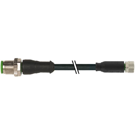 M08A Fem Droit 4p/M12A Mâle Droit 4p; PUR/PVC 4x0,25 Noir Cpc 5m M08A Fem Droit 4p/M12A Mâle Droit 4p; PUR/PVC 4x0,25 Noir Cpc 5m-Lire la description