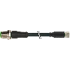 M08A Fem Droit 4p/M12A Mâle Droit 4p; PUR/PVC 4x0,25 Noir Cpc 5m
