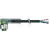 M12A Fem Coudé 4p LED PNp; Câble PVC 3x0.34 Noir Cpc 10m