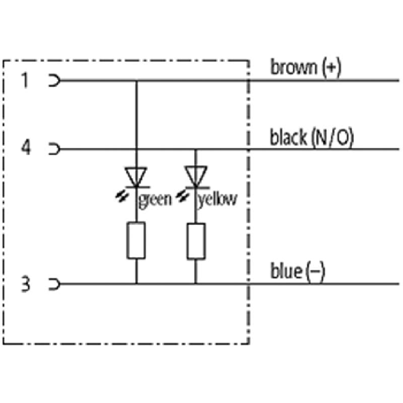 M12A Fem Coudé 4p LED PNp; Câble PVC 3x0.34 Noir Cpc 10m-Lire la description