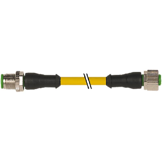 M12 Fem Droit 5p/M12 Mâle Droit 5p; PUR 5x0,34 Jaune 2m-Lire la description