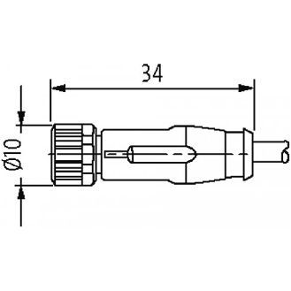 M08B Fem Droit 5p; Câble PUR 5x0.25 Noir Cpc 1.5m-Lire la description