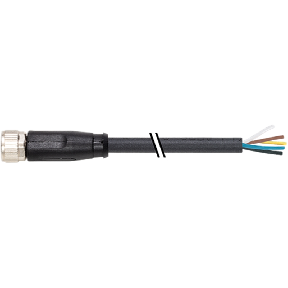 M08B Fem Droit 5p; Câble PUR 5x0.25 Noir Cpc 1.5m-Lire la description