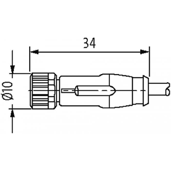M08B Fem Droit 5p; Câble PUR 5x0.25 Noir Cpc 1.5m-Lire la description