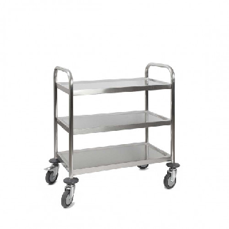 Chariot inox 3 plateaux 710x410xH810 mm-Lire la description