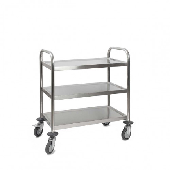 Chariot Inox 3 plateaux - 710x410xH810 mm - Multiroir-Lire la description
