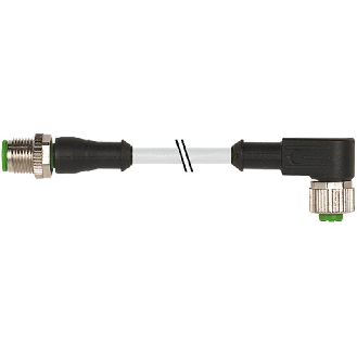 M12 Fem Coudé/M12 Mâle Droit; PVC 4x0,34 Gris 5m-Lire la description