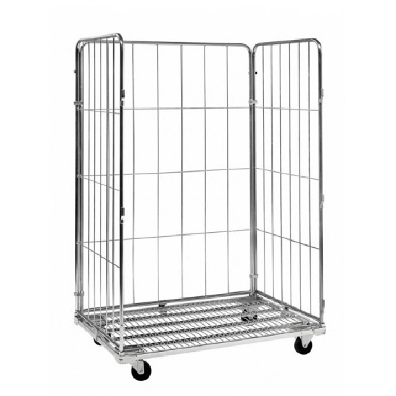 Roll conteneur 3 côtés en acier zingué 1200 x 800 x H1800 mm-Lire la description