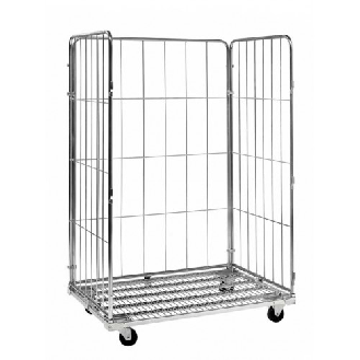 Roll conteneur 3 côtés en acier zingué 1200 x 800 x H1800 mm-Lire la description
