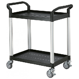 Chariot de service polypropylène noir 2 plateaux 800 x 480 x H950 mm Multiroir-Lire la description