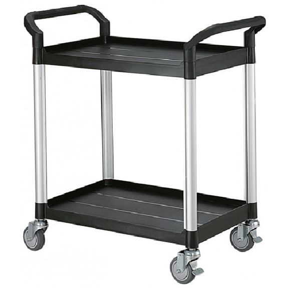 Chariot de service polypropylène noir 2 plateaux 800 x 480 x H950 mm Multiroir-Lire la description