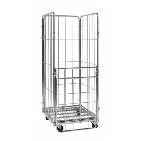 Roll conteneur 4 côtés en acier zingué - 800 x 720 x H1800 mm Roll conteneur 4 côtés en acier zingué - 800 x 720 x H1800 mm-Lire la description
