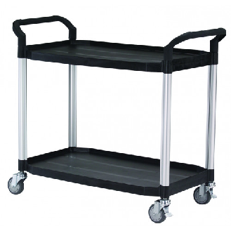 Chariot de service polypropylène noir 2 plateaux 1100 x 520 x H950 mm Multiroir-Lire la description