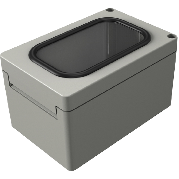 Coffret Polyester avec hublot, IP66, RAL 7038, 200 x 300 x 170 mm Coffret Polyester avec hublot, IP66, RAL 7038, 200 x 300 x 170 mm-Lire la description