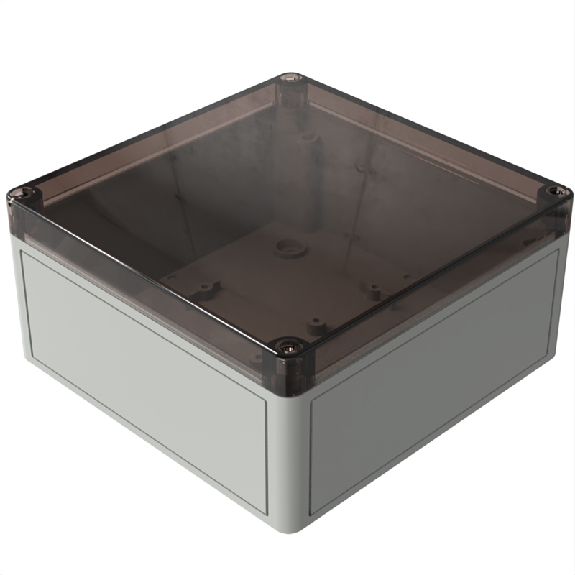 Boîtier, Thermoplastique PS, IP66, RAL 7035, 180 x 182 x 90 mm-Lire la description