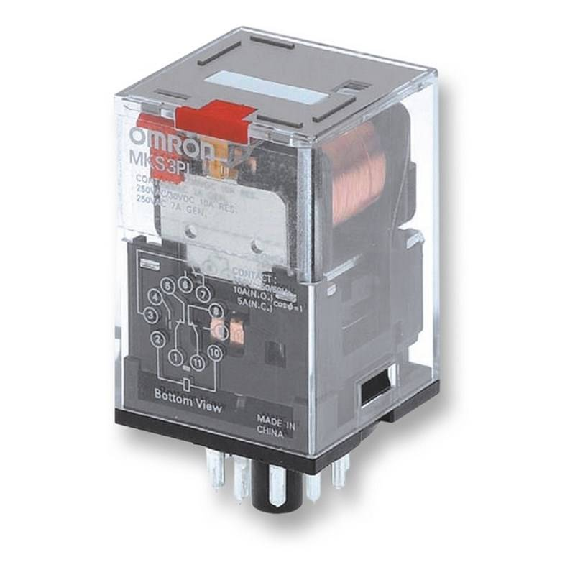 Relais 3PDT 10A-250VAC, Ind. méca., Led, BT, 230AC-Lire la description