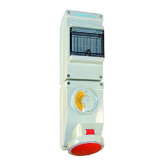 Socle saillie 5x16A interruptible et dble verrouillage et rail DIN-Lire la description