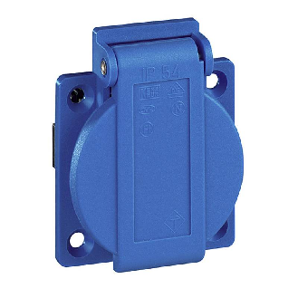 Socle Schuko bleu, 2P+T 10/16A 230V IP44-Lire la description