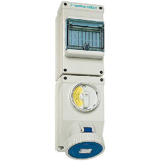 Socle saillie 3x16A interruptible et dble verrouillage et rail DIN-Lire la description