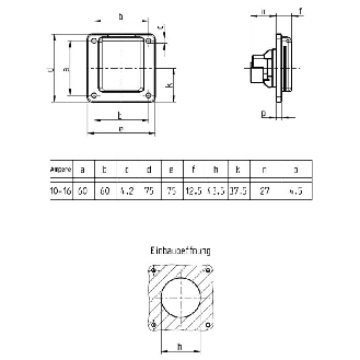 Socle Schuko bleu ( entr'axe 60x60 ), 2P+T 10/16A 230V IP44-Lire la description