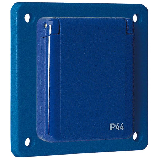 Socle Schuko bleu ( entr'axe 60x60 ), 2P+T 10/16A 230V IP44-Lire la description