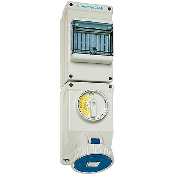 Socle saillie 3x32A interruptible et dble verrouillage et rail DIN Socle saillie 3x32A interruptible et dble verrouillage et rail DIN-Lire la description