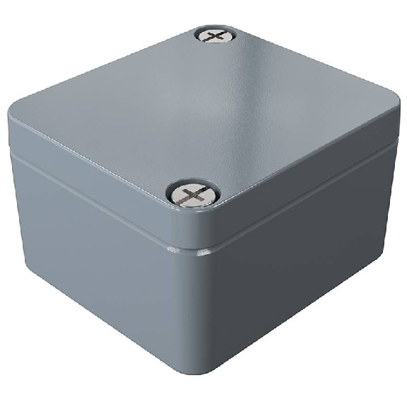 Coffret Alu std, IP66, RAL 7001, 45x50x30mm (HxLxP)-Lire la description