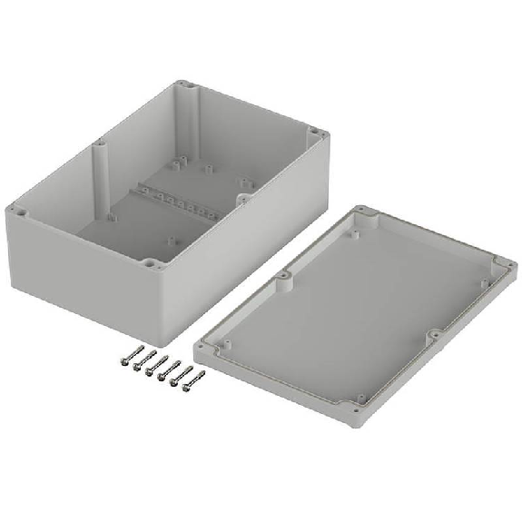 Boîtier, ABS, IP65, Gris clair, 250 x 160 x 92 mm-Lire la description
