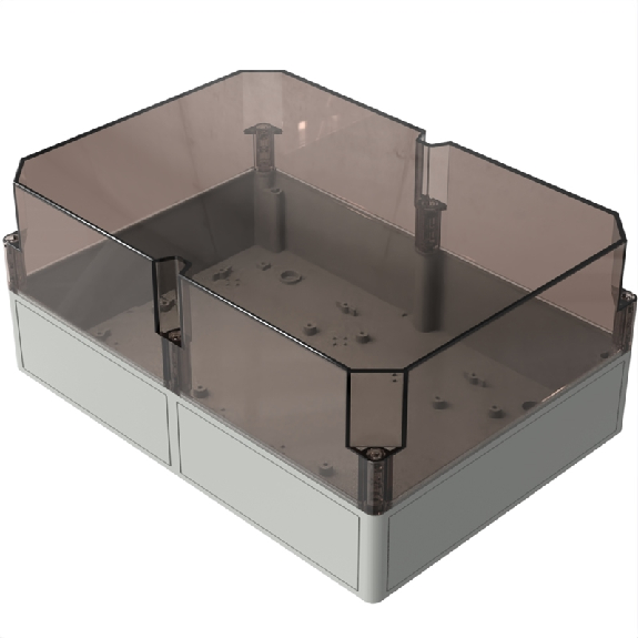 Boîtier, Thermoplastique PS, IP66, RAL 7035, 254 x 355 x 165 mm-Lire la description