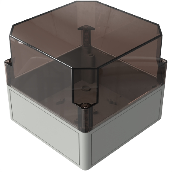 Boîtier, Thermoplastique PS, IP66, RAL 7035, 180 x 182 x 165 mm-Lire la description