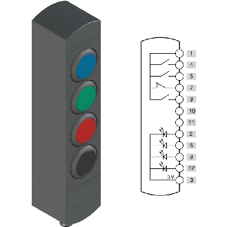 Boîtier de commande, 4 dispositifs, IP65, M12 12P-Lire la description