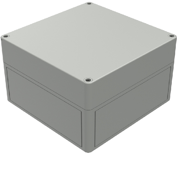 Boîtier, Thermoplastique PS, IP66, RAL 7035, 180 x 182 x 111 mm-Lire la description