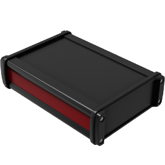 Boîtier alu. profilé, IP65, RAL 3003/RAL 9005, 126 x 49 x 180 mm-Lire la description