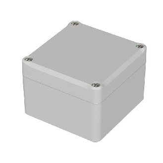 Boîtier, polycarbonate, IP65, Gris-blanc (RAL 7035) 82 x 80 x 57 mm-Lire la description
