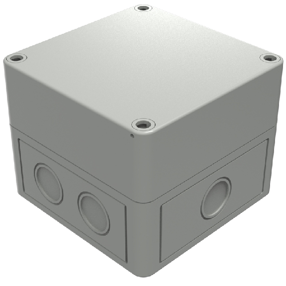 Boîtier, Thermoplastique PS, IP66, RAL 7035, 110 x 110 x 90 mm-Lire la description