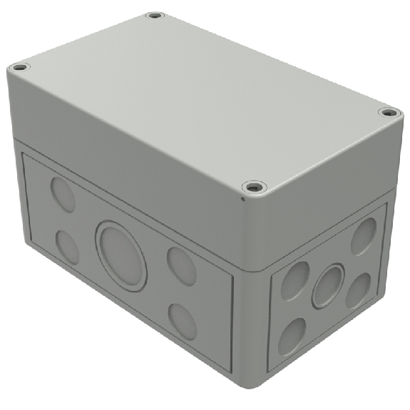 Boîtier, Thermoplastique PS, IP66, RAL 7035, 110 x 180 x 111 mm-Lire la description