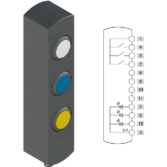 Boîtier de commande, 3 dispositifs, IP65, M12 12P-Lire la description