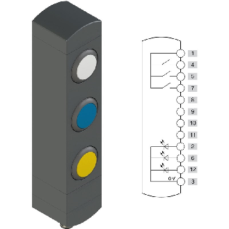 Boîtier de commande, 3 dispositifs, IP65, M12 12P-Lire la description
