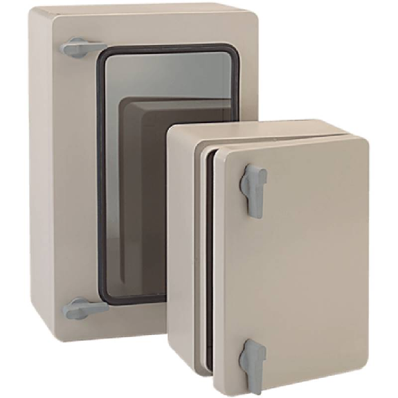 Boîtier Polyester, IP66, RAL 7038, 300 x 400 x 200 mm (LxHxP)-Lire la description