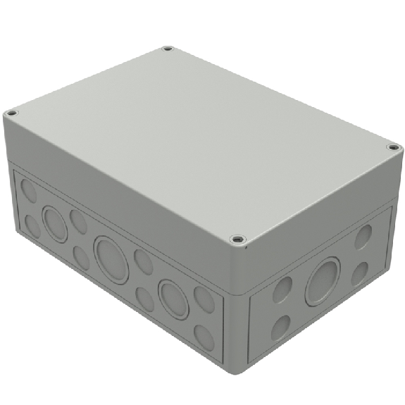 Boîtier, Thermoplastique PS, IP66, RAL 7035, 180 x 254 x 111 mm-Lire la description