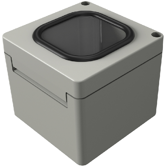 Coffret Polyester avec hublot, IP66, RAL 7038, 200 x 200 x 170 mm-Lire la description