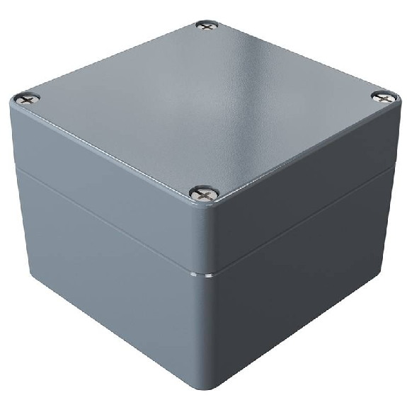 Coffret Alu std, IP66, RAL 7001, 120x122x91mm (HxLxP)-Lire la description