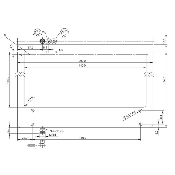 Fourche opt. U PNP E=180mm P=110mm Pot. Laser LO/DO / M08 3P-Lire la description