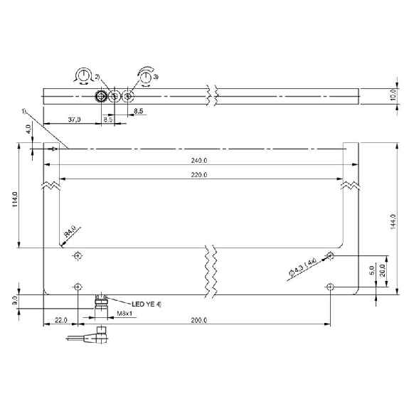 Fourche opt. U PNP E=220mm Prof=110mm Pot. PinPoint LO/DO / M08 3P Fourche opt. U PNP E=220mm Prof=110mm Pot. PinPoint LO/DO / M08 3P-Lire la description