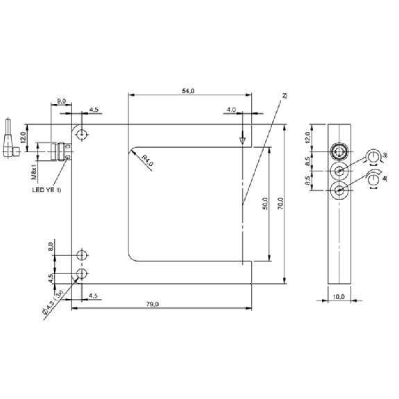 Fourche opt. U PNP E=50mm Prof=54mm Pot. Laser LO/DO/ M08 3P-Lire la description